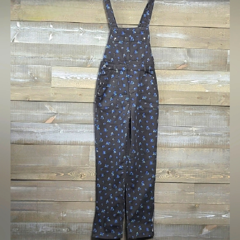 NWT WeWoreWhat Watercolor Ditsy Print Slouchy Ankle Slit Overalls